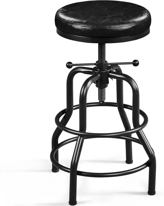 Taburete de Bar Industrial Giratorio Rústico Taburete de Metal Redondo Taburete de Altura de Mostrador para Cocina Restaurante Bar Marrón - 1