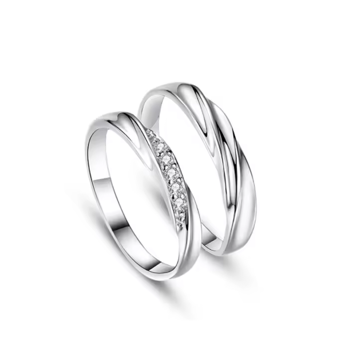 Anillo de aleación ajustable para hombres, joyería de moda, anillo de dedo abierto, anillo de pareja de diamantes en espiral - 1