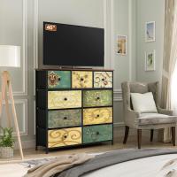 Cómoda con 9 cajones de tela, cómoda de dormitorio, mueble de almacenamiento, muebles de dormitorio, cómoda de 9 cajones, cómoda para cocina, oficina, pasillo, estilo rústico - details 1