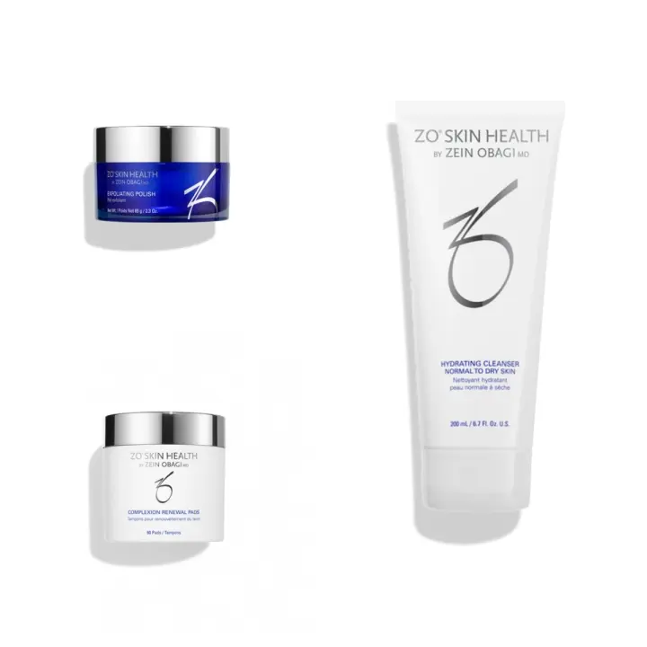 ZO SKIN Limpiador Hidratante 200ml + Esmalte Exfoliante 65g + Almohadillas Renovadoras de Tezón 60Almohadillas Set de tres piezas - 1
