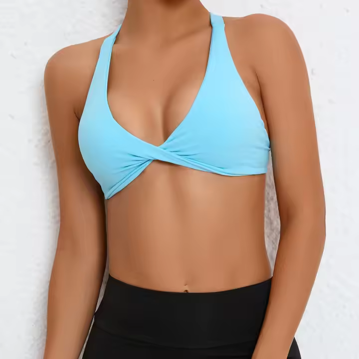 Ropa de yoga desnuda, sujetador de yoga para ejercicio de secado rápido ajustado para mujer, sujetador de fitness de belleza con espalda cruzada para correr al aire libre - 1