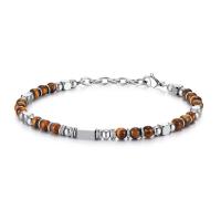 Pulsera Ajustable de Cuentas Naturales Turquesa y Amatista con Abalorios de Acero Inoxidable - details 9
