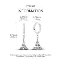 Pendientes coloridos de plata de circonio, cruz, calavera, torre de hierro, pluma estilográfica, taza de café, estrellas, regalos de mujer, joyería de boda - details 7