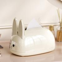 Caja de pañuelos de conejo de estilo cremoso creativo, dispensador de toallas de papel decorativo de gran capacidad, plástico con resortes, soporte de papel para oficina - details 10