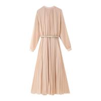 Vestido midi plisado con cinturón de moda para mujer estilo nuevo 3897/096/713 - details 1