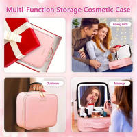 Estuche de maquillaje de viaje con luz LED, estuche de maquillaje con espejo y 3 configuraciones de color, organizador de caja - details 4