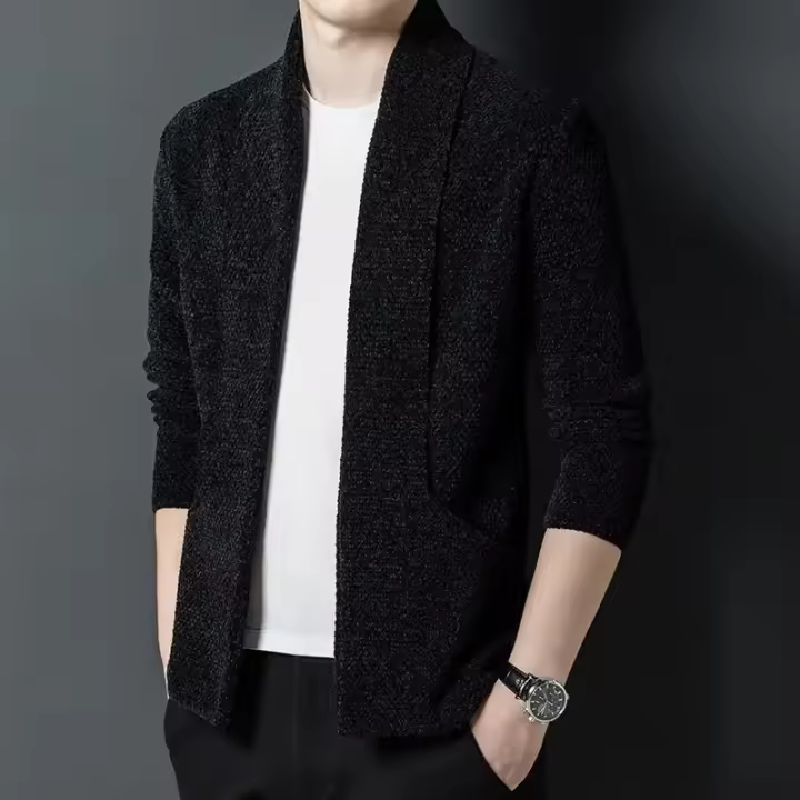 Suéteres de lana, ropa de calle, chaquetas de punto de moda, tops casuales de manga larga de jacquard para hombre para primavera, otoño e invierno - 1