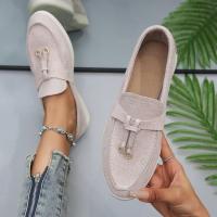 Nuevos mocasines planos de ante con punta redonda de talla grande para mujer, zapatos informales sin cordones - details 30