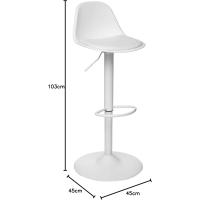 Juego de 2 taburetes de bar regulables en altura, color blanco, D 45 x H 103 cm - details 2