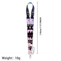 LX1293 Llavero con cordón de gato negro de dibujos animados, funda para tarjeta de crédito, colgante para teléfono, correas para el cuello, soporte para insignia, accesorios para llavero - details 0