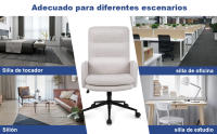 Silla Escritorio de Cachemira, Silla Oficina de Respaldo Alto, Cómoda Silla Tocador con Altura Ajustable, Sillas Ordenador para Hogar y Dormitorio, Crema, Gris Oscuro - details 3
