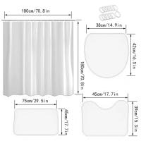 Cortina de Ducha de Gato de Dibujos Animados Best-seller Pieza de Cuatro Piezas Impermeable Sin Perforación para Partición de Baño de Hotel - details 0