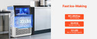Máquina de Hielo Comercial SucceBuy, Capacidad de 40.82 kg/24H con Almacenamiento de 14.97 kg, Produce 50 Cubitos de Hielo en 15 Minutos, Pantalla LED, Diseño Independiente con Función de Autolimpieza para Bar, Oficina o Restaurante - details 1