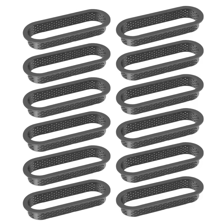 Anillos ovalados para tartas y Mousse, perforado minimolde resistente al calor, antiadherente, 12 unidades - 1