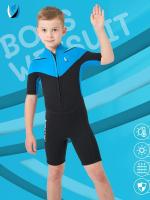 Traje de neopreno con bloqueador de color para niños, Traje corto con cremallera frontal, Traje de neopreno para surf y natación - details 1