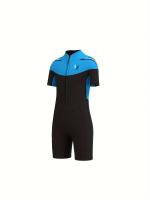 Traje de neopreno con bloqueador de color para niños, Traje corto con cremallera frontal, Traje de neopreno para surf y natación - details 4