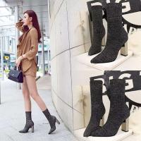 Estilo 2024 de las botas de las mujeres de los zapatos de fiesta puntiagudos atractivos al aire libre del tobillo grueso de moda - details 6
