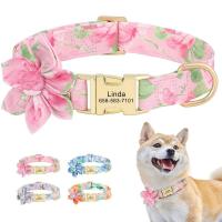 Collar nailon personalizado, collares perro impresos con placa de identificación grabada sin flores para perros pequeños, - details 1