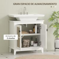Debajo l Lavabo Pie 2 Puertas Ratán PE 2 Estantes y Sistema Antivuelco Cuarto 60x30x60 cm Blanco - details 4