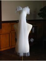 Accesorios de boda para mujer, velo blanco nupcial exquisito, velo de matrimonio de tul de dos capas con lazo de perlas de red dura - details 6