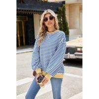 Sudaderas de cuello redondo a rayas para mujer con prendas de vestir exteriores de colores contrastantes - details 17