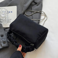 Bolso Cruzo de Nylon Negro Elegante Mango Acordonado, Cierre de Cremallera, Correa Ajustable, Perfecto para Otoño e Invierno, Multifuncionalidad Diaria - details 1