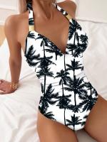 Bañador De Una Pieza Con Estampado De Leopardo Para Mujer, Bañador Con Escote Halter, Espalda Descubierta Sexy, Moda increíble Para Mujer - details 15