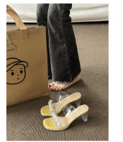 Sandalias de Moda Versátiles Tacón Medio Transparente Diamondes de Imitación Zapatillas Geniales - details 2