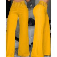 Pantalones Elegantos De Cintura Alta Y Pierna Ancha Para Mujer Casual Oficina Malla Transparente Con Cruces Ropa De Mujer - details 9