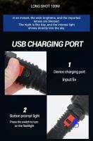 Linterna táctica L recargable por USB con pantalla de alimentación, batería integrada, luz fuerte resistente al agua para caza y mping - details 8