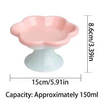 Cuenco de cerámica antivuelco para gatos, cuenco antideslizante antivómitos para mascotas, cuenco de pie alto, bonito con diseño de flores, alimentador para beber y comer para mascotas - details 0