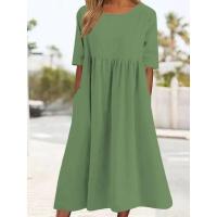 Vestido de verano de manga corta para mujer, vestidos holgados con cuello redondo - details 1