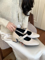 Temperamento francés diamantes de imitación tacón grueso tacones altos zapatos individuales nueva brisa de noche con falda zapatos Mary Jane - details 7