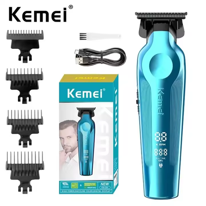 Kemei-cortadora de pelo inalámbrica profesional, máquina de corte de pelo con acabado eléctrico, recargable, cero Gapped, 2299 - 1