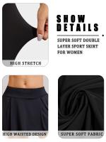 Faldas de deportes de verano para mujeres - Tela de poliéster de secado rápido, alta elasticidad, color sólido, color sólido, faldas de tenis yoga running golf con shorts de capa interior - details 2