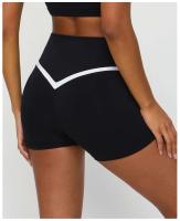 Pantalones cortos de yoga en forma de V con parte inferior deportiva de entrenamiento con cintura cruzada y contraste de color Fiess para mujer - details 8