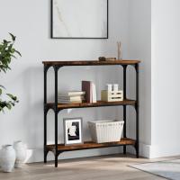 Mesa consola con estantes, 75 x 22,5 x 75 cm, muebles de salón, entrada, mesa de acento, mesa de pasillo estrecha con estantes, mesa de exposición, madera - details 1
