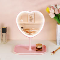 Espejo Maquillaje con Luz En Forma De Corazón Para Escritorio,3 Niveles de Brillo Ajustables para Baño - details 2