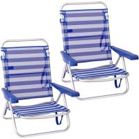 Pack 2 Sillas Playa Plegables |   Ligera Portátil |   Baja y Reclinable de 4 Posiciones |   para Camping, Piscina, Terraza o Jardín Azul - details 19
