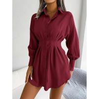 Vestido de blusa de mujer con mangas abullonadas, vestidos de manga larga para mujer, cintura asimétrica, elegante y hermoso - details 23