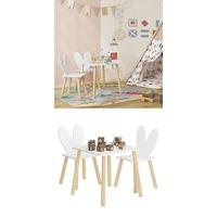 Grupo de Asientos para Niños Mesa Redonda y 2 Sillas en Edad Preescolar Muebles para Niños 59,5 cm(φ) x 46 cm Blanco+Gris - details 12