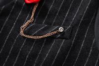 Recién llegado, chaleco Retro de Tweed para hombre, vestido a rayas a la moda, chaleco para traje, chaleco informal Vintage para caballero, accesorios de cadena - details 10