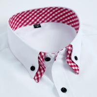 Camisa de Hombre con Cuello doble a Cuadros Manga Francesa Camisas de Vestir para Hombres - details 9