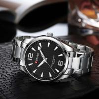 Reloj de cuarzo de negocios de moda simple de acero inoxidable negro dorado Sier de lujo premium CURREN 8434 para hombre - details 16