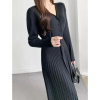 Vestidos largos de punto maxi 2023 Mujer Invierno Ropa básica Vestido suéter cálido con cordones y cinturón Vestidos - details 3