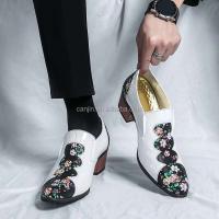 Nuevo 2025 zapatos de tacón elegantes para hombre, diseño bordado, antideslizantes para danza cubana, talla grande 46, zapatos de alta calidad - details 8