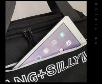 Bolsa de viaje con estampado personalizado de letras, gran capacidad, suave y ajustable, bolsa de viaje, entrenamiento, deportes, gimnasio, con bolsillo lateral de malla - details 12