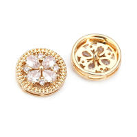 Alta calidad, latón de Color oro de 18K y circonita, botones redondos para ropa, fabricación de joyas, accesorios Diy - details 8