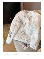 Chaqueta de Cuero Acolchada Vintage Ral Cuello Redondo, Un Suelto, Manga Larga, Abrigo de Moda para Mujeres - details 3