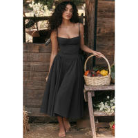 Vestido Largo Vintage de Verano 2025 Estilo de Corte Real con Cuello de Corazón Dulce - details 74